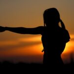 karate, sunset, fight, sports, silhouette, nature, resistance, samurai, fit, girl, self-defense, defense, fist, brown sunset, brown sports